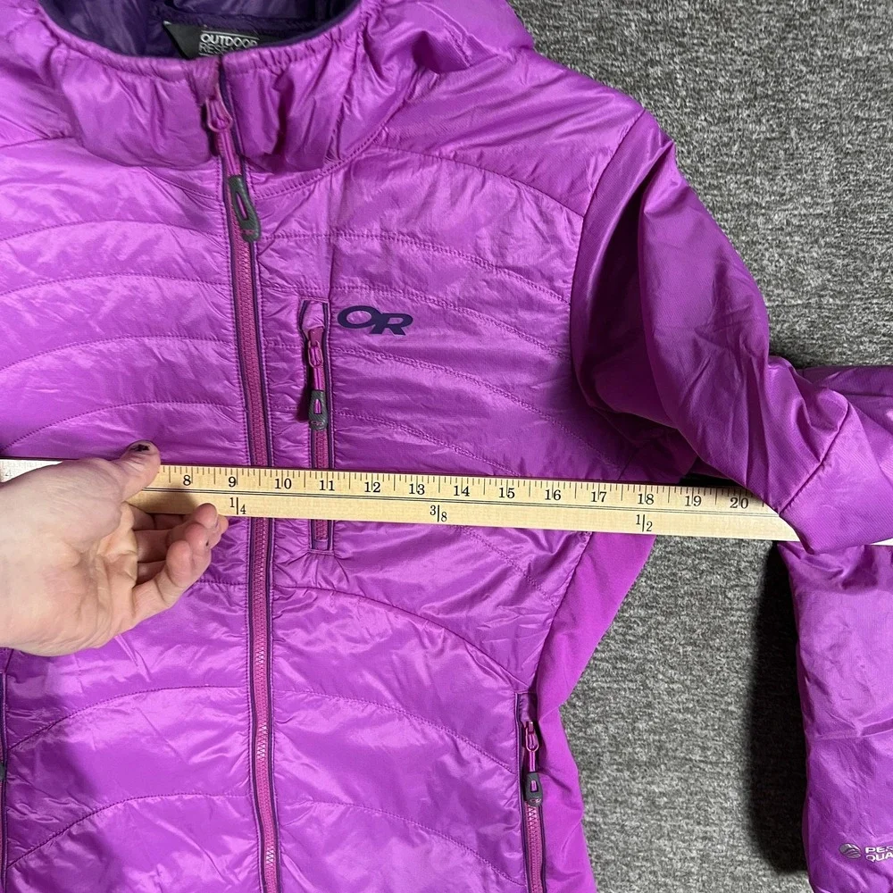 Outdoor Research Cathode Hooded Jacket Womens Small‎ Purple Quilted Insulated